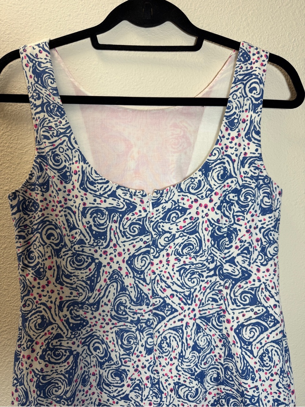Lilly Pulitzer Shift Dress 4 Cotton Seacock Blue Pink Starfish Seashell Nautical - Picture 5 of 11